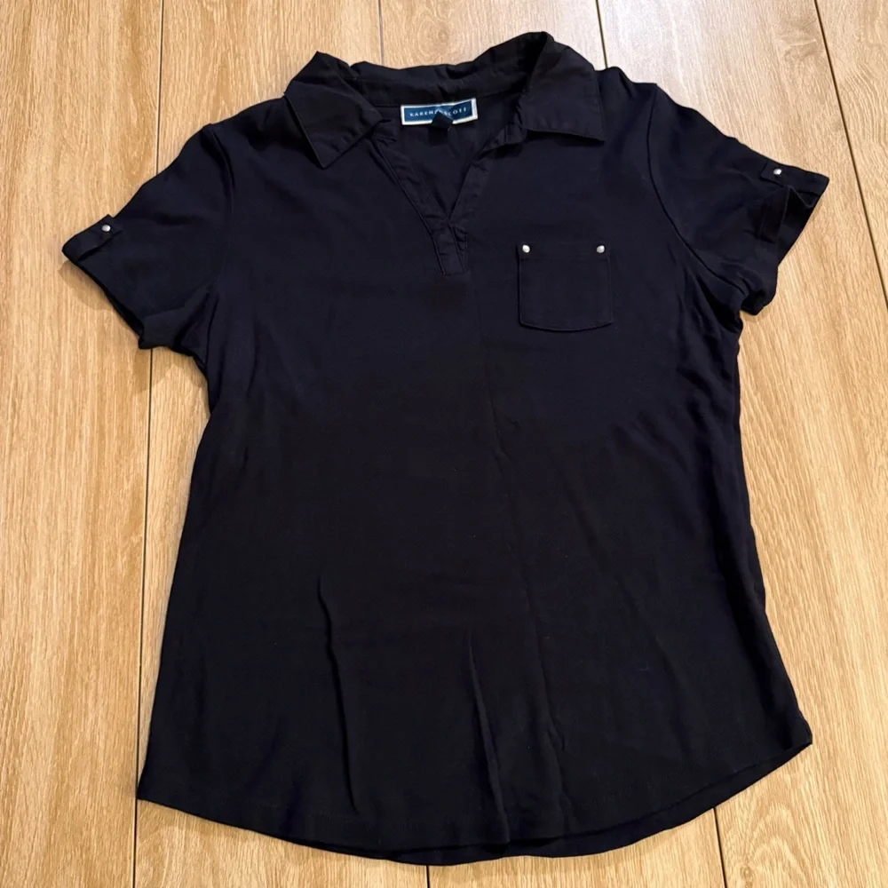 Karen Scott Black Short Sleeve Women's Top - Picture 1 of 4